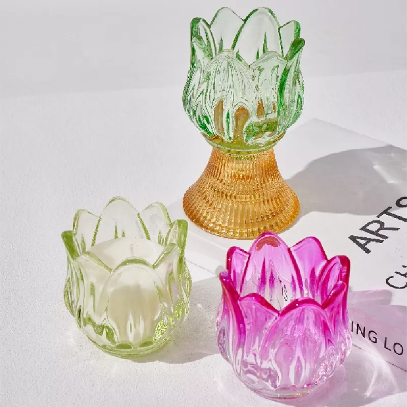 ملون merveilles الزهور الزجاجية الشموع