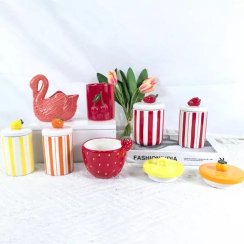 حامل شمعة السيراميك على شكل فاكهة