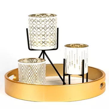 حامل الشمعة الزجاجي النمط الفاخر